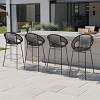 Outdoor PE Wicker Woven Barstools Set of 4,Patio Barstools with ron Frame,Modern Armrests Barstools for Poolside or Balcony-Coolbibila - 2 of 4