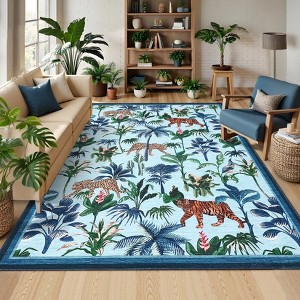 Indoor Modern Area Rugs Animals Pattern Abstract Low Pile Carpets for Living Room Bedroom Indoor Washable Non Slip Soft Floor Carpet - 1 of 4