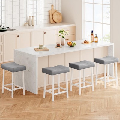 Garvee 24" Backless Barstools Set of 4 - Upholstered Counter Height Stools w/Metal Leg and Footrest, for Kitchen, Home Bar