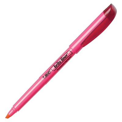 BIC Brite Liner Chisel Tip Pocket Style Highlighter, Fluorescent Pink, pk of 12