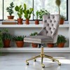 Mshliw Velvet Tufted Adjustable Swivel Home Office Chair with Gold Metal Base, Dining Chair, Upholstered Desk Chair for Bedroom or Study - 3 of 4
