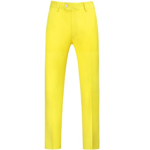 Lars Amadeus Men's Regular Fit Flat Front Chino Business Wedding Suit Pants  Lemon Yellow 34 : Target