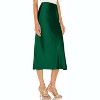 Women's Satin Midi Skirt - High Waist Slit Design with Comfortable Elastic Waistband Darkgreen - 4 of 4