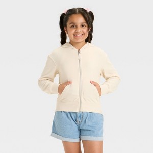 Girls' Relaxed Fit French Terry Zip-Up Hooded Sweatshirt - Cat & Jack™ - 1 of 3