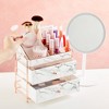 Glamlily White Marble Makeup Organizer with Rose Gold Trim, Cosmetic Storage Drawers for Vanity (9.5 x 9.5 x 5.5 in) - 3 of 4