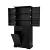 Modern Freestanding Bathroom & Laundry Storage Cabinet with Tilt-Out Hamper, Adjustable Shelf, Double Doors & Drawer, White/Black - ModernLuxe - 4 of 4