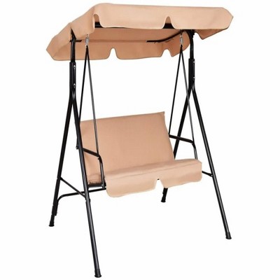 55.5"2 Person Weather Resistant Canopy Swing for Porch Garden Backyard Lawn