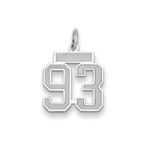 Black Bow Jewelry 14k White Gold, Jersey Collection, Small Number 93 Pendant - 1 of 2
