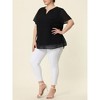 Agnes Orinda Women's Plus Size Pin Dots Notched V-Neck Dressy Trendy Fashion Casual Summer Blouses - 2 of 4