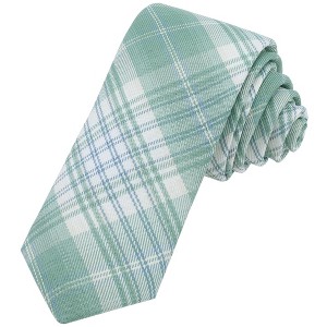 INSPIRE CHIC Plaid Woven Self-tied Striped Skinny Necktie 2.8" for College Graduation Campus 1 Pc - 1 of 4