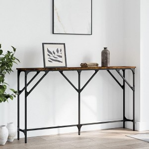 vidaXL Console Table Smoked Oak 55.1 in.x9.1 in.x29.5 in. Engineered Wood - 1 of 4