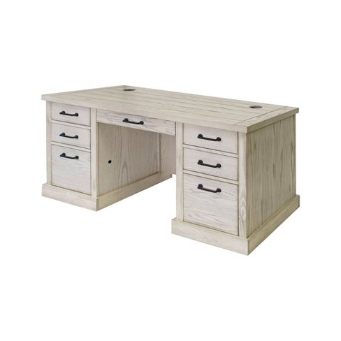 Martin Furniture 66W Wood Double Pedestal Executive Desk Dark Brown