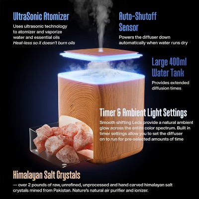 Light Wood Himalayan Salt Electric Diffuser with Essential Oils