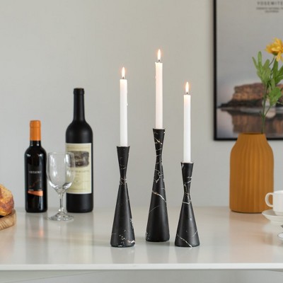 Black Marble Resin Taper Candle Holders, Pack of 18