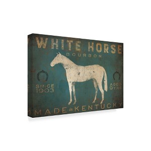 Trademark Fine Art -Ryan Fowler 'White Horse With Words Blue' Canvas Art - 1 of 3