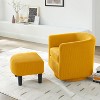 KTMBDW Swivel Accent Chair, 360° Rotating Round Barrel Armchair with Corduroy Upholstery for Living Room, Bedroom, Reading Nook, Footstool - 3 of 4