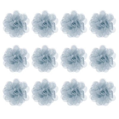 Unique Bargains Mesh Fabric Full Chiffon Flowers for DIY 12 Pcs