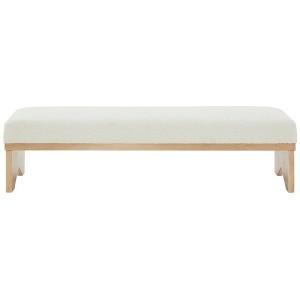 Sharyn Boucle & Wood Bench - SFV5113 - Ivory/Natural - Safavieh Couture - 1 of 4