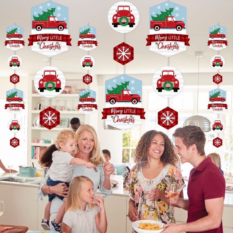 Big Dot of Happiness Merry Little Christmas Tree - Red Truck Christmas Party DIY Dangler Backdrop - Hanging Vertical Decorations - 30 Pieces, 3 of 9