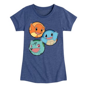 Girls' - Pokémon - Squirtle, Bulbasaur, & Charmander Group Fitted Short Sleeve Graphic T-Shirt - 1 of 4