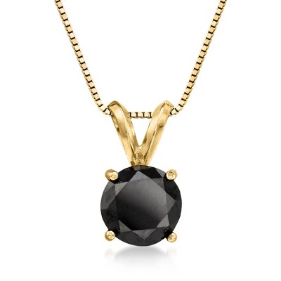 Ross-Simons 2.00 Carat Black Diamond Solitaire Necklace in 14kt Yellow Gold