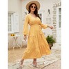 BLUEMING Plus Size Maxi Dress Floral V Neck Surplice Dress with Lantern Sleeve Tie Waist Dresses Plus Size - 2 of 4
