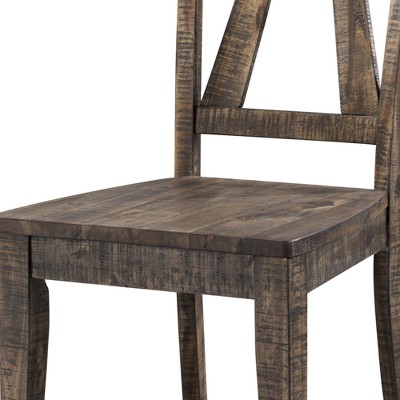 Rustic Brown Wooden Side Chair with Open Back Design
