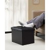 Itopfox Storage Ottoman with Thicker Foam Padded Seat, Folding Foot Stool, Leather Storage Bench for Living Room, Foldable Coffee Table, Black - 2 of 4