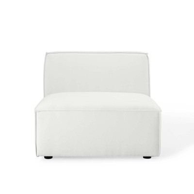 White Upholstered Fabric Armless Sectional Sofa Chair