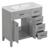 NicBex 35.9" Bathroom Storage Cabinet with Sink, Bathroom Vanity, 3 Drawers and 1 Spacious Cabinet for Bathroom, Gray - 2 of 4