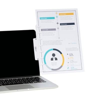 Monitor Mount Document Holder White - Note Tower: Office Supplies Desktop Stand, ABS Material, Desk Organizer