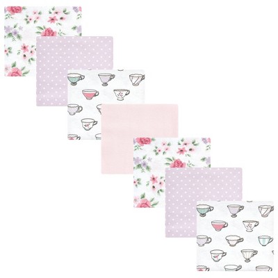 Image of Hudson Baby Infant Girl Cotton Flannel Receiving Blankets Bundle, Tea Party, One Size