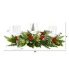 Nearly Natural 20-in Holiday Winter Greenery and Berries Triple Candle Holder Artificial Christmas Table Arrangement - 2 of 4