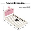 Princess Bed with Crown Headboard PU Upholstered Bed Frame for Girls Bedroom,Modern Cream Style-Maison Boucle - 3 of 4
