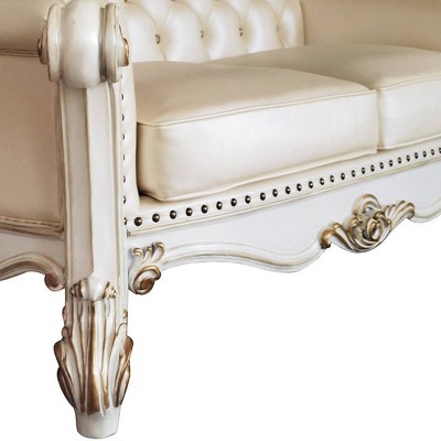 Vendome 70" Champagne and Antique Pearl Loveseat with Pillows