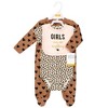 Hudson Baby Infant Girl Cotton Sleep and Play, Bodysuit and Bandana Bib Set, Cinnamon Hearts - 2 of 4