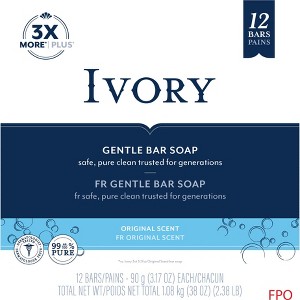 Ivory Bar Soap Original Scent 3.17 Oz., 12 Count - 1 of 4