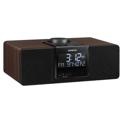 Sangean Am/fm Bluetooth Tabletop Wooden Clock Radio With Alarm And