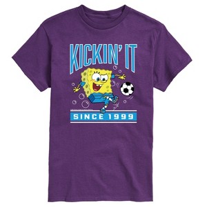 Men's Spongebob Squarepants Kickin It Since 1999 Short Sleeve Graphic T-Shirt - Purple - 2 X-Large - 1 of 4