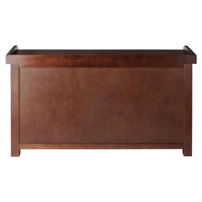 Walnut Wood Storage Bench with Woven Baskets