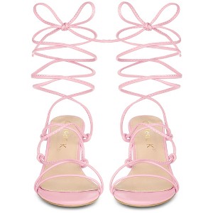 Allegra K Women's Lace Up Open Toe Stiletto Heel Sandals - 1 of 4