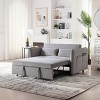 3 in 1 Convertible Sleeper Futon Sofa Bed, 55inVelvet Small Loveseat Lounge Couches with 2 Pillows, Reclining Backrest,Side Pockets for Living Room - 3 of 4