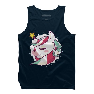 Men's Design By Humans Striped Christmas Unicorn By rasok Tank Top
