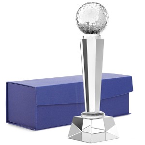 Juvale Crystal Glass Golf Trophy with Elegant Gift Box for Tournaments, Competitions, Champion Award, Paperweight for Desktop and Table Decor, 9 In - 1 of 4