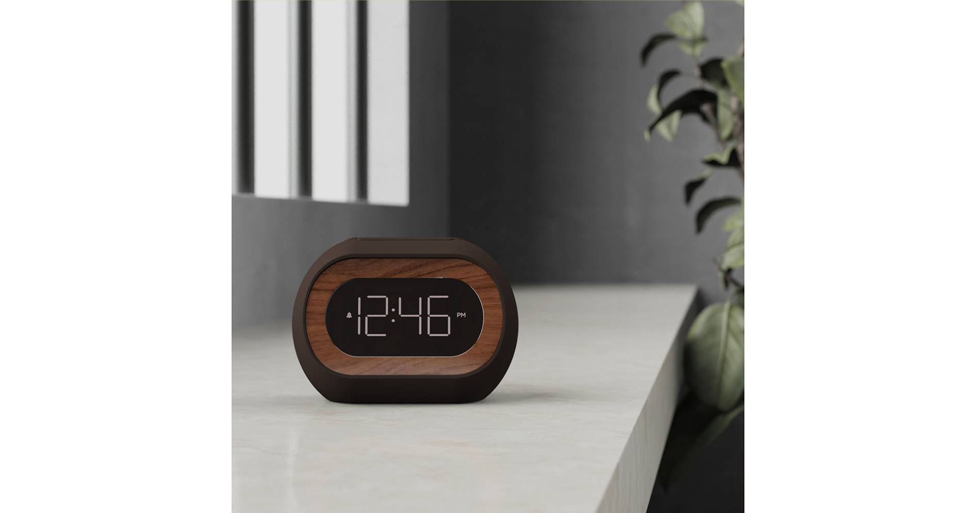 Capsule Alarm Table Clock Black - Capello: LED Display, Wood Accent, Modern Bedroom & Bedside Design