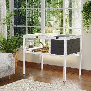 Gray Wooden Reptile Habitat Pet House with Lamp Holder Large Observation Window and Waterproof Tray - 1 of 4