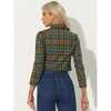 Allegra K Women's Notched Lapel Stretch Plaid Preppy Tartan Crop Blazer - 4 of 4
