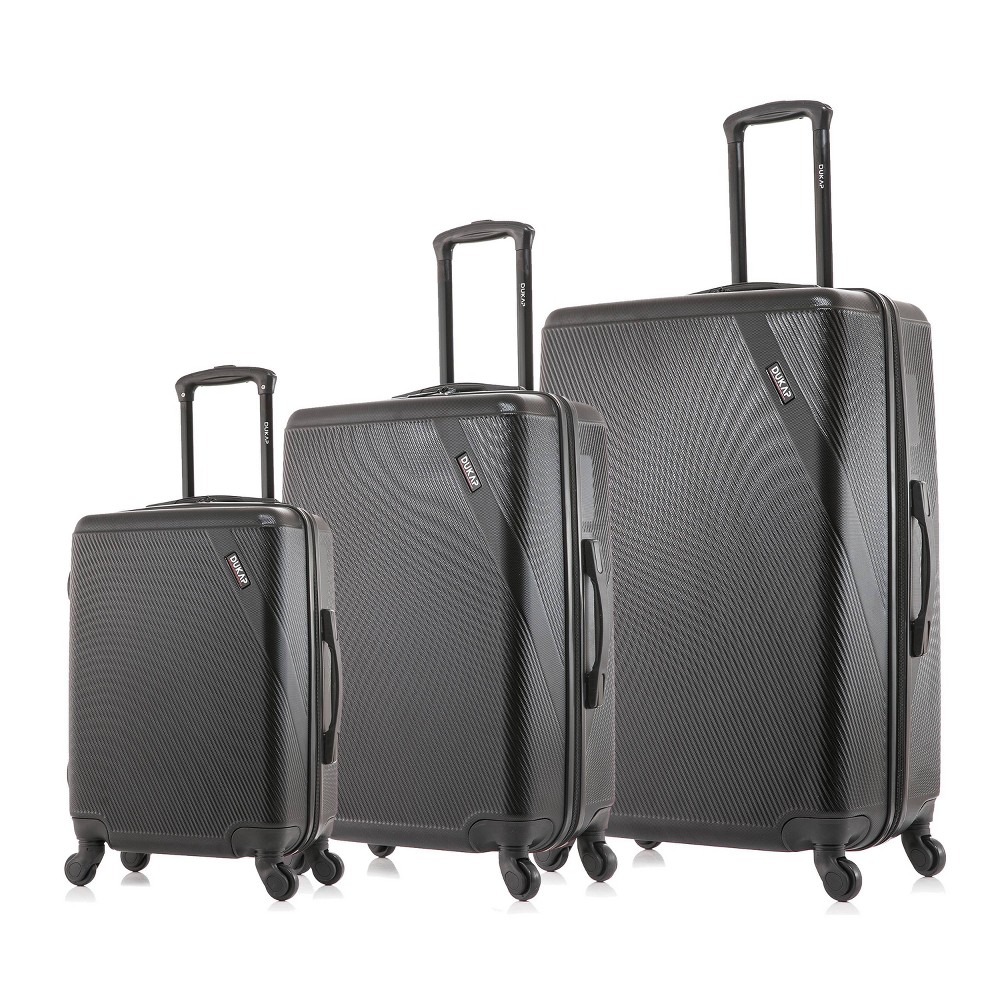 Photos - Luggage Dukap Discovery Lightweight Hardside Checked Spinner  Set 3pc - Bla 