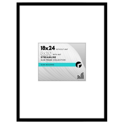 Americanflat 18x24 Poster Frame with Polished Plexiglass - Use as 10x8 Frame with Mat or Display 18x24 Photo Without Mat - - Thin Border Picture