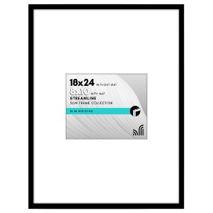 Americanflat 18x24 Poster Frame with Polished Plexiglass - Use as 10x8 Frame with Mat or Display 18x24 Photo Without Mat - - Thin Border Picture - 1 of 1